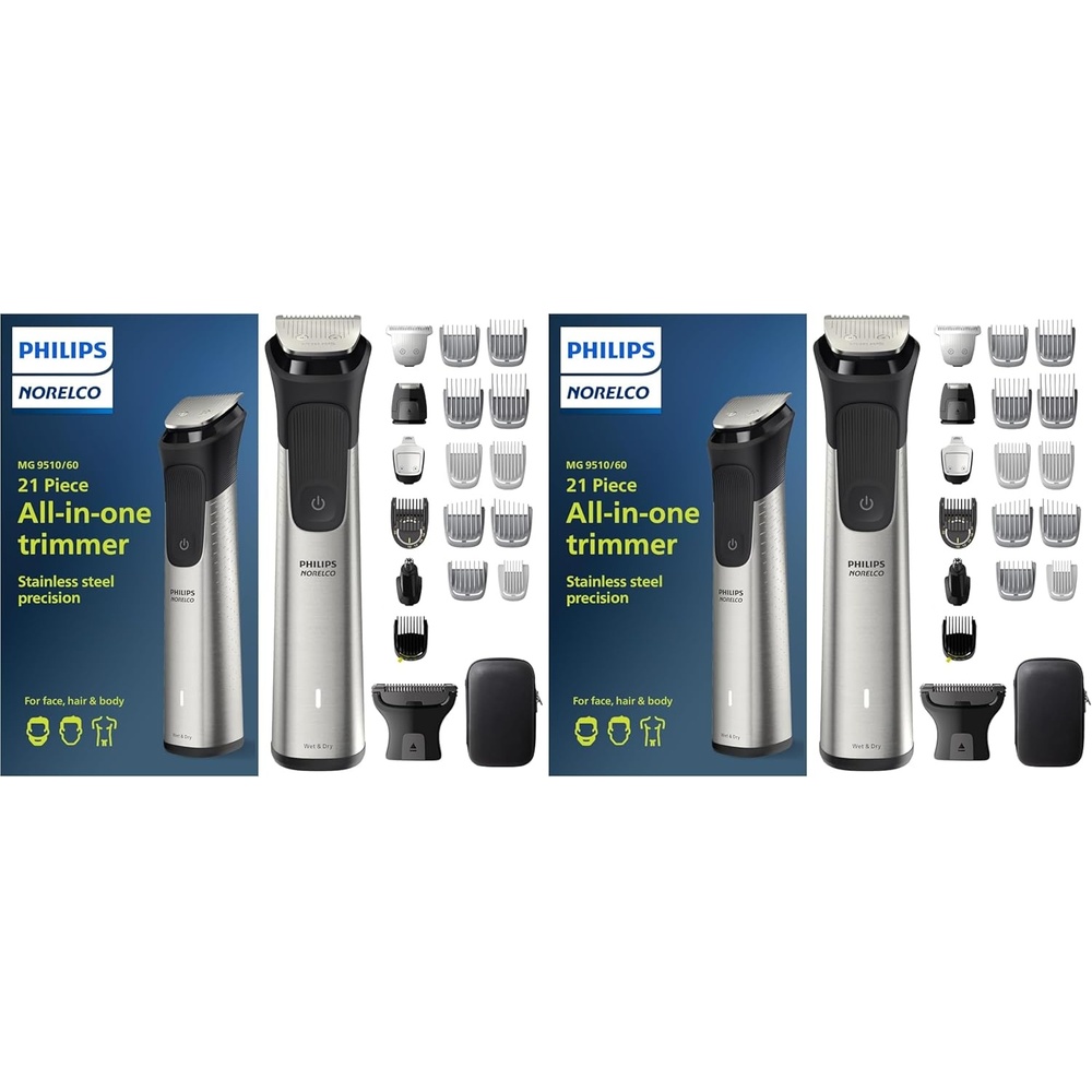 image:imageNorelco Philips Multigroom 9000 Series AllinOne Trimmer Beard Trimmer and Hair Clipper 23Piece Mens Grooming Kit for Beard Body Face Nose Ear and Intimate Areas MG952050Steel