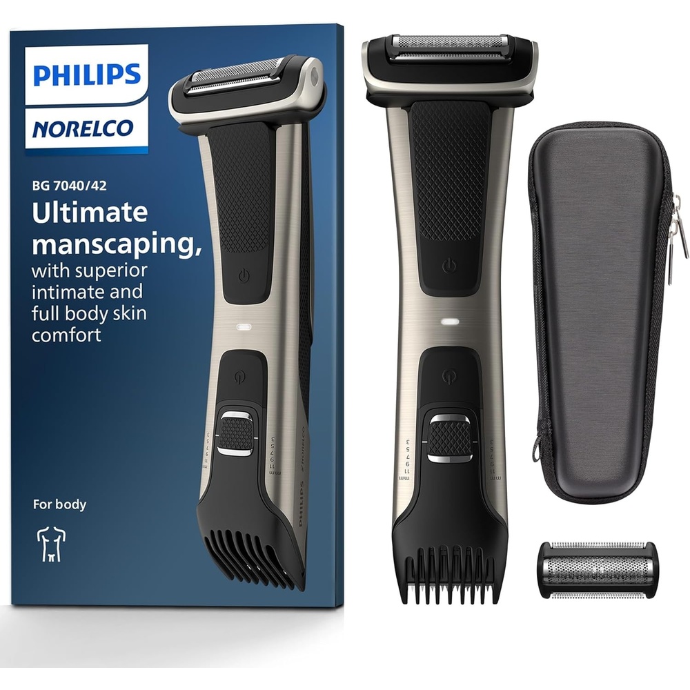 image:imagePhilips Norelco Body Groomer 7000 Series Waterproof Mens Full Body Groomer with Travel Case Triple Protect Shave System amp Body Hair Trimmer with ContourFollowing 2D Flexing Head BG749050Black