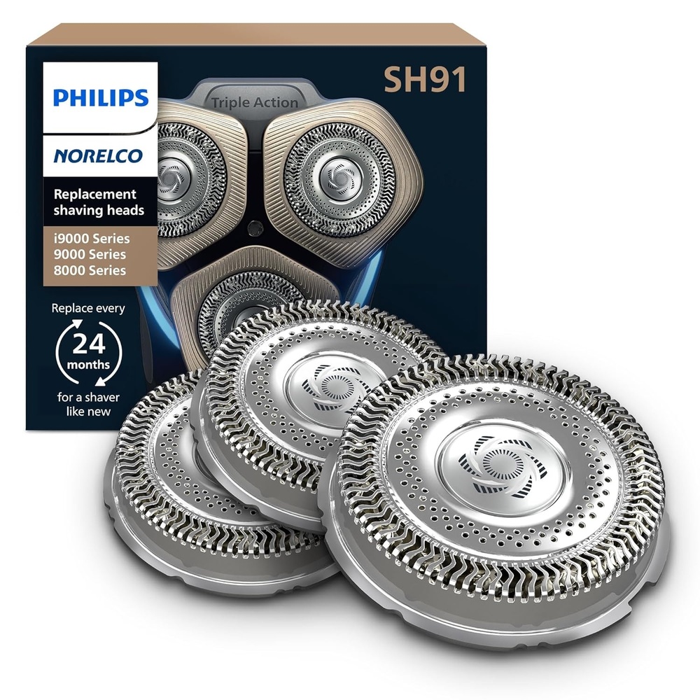 image:imagePhilips Norelco Genuine Shaving Heads Compatible with Philips Shavers Series S8000 S9000 amp 9000 Prestige Powerful Performance SelfSharpening 3 Pack SH9152 Replaces SH9070 SH9870 amp SH98803 Count Pack of 1