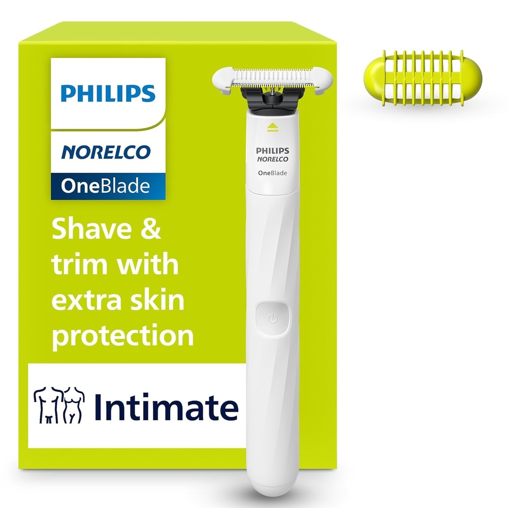 image:imagePhilips Norelco OneBlade Intimate Designed For Pubic Grooming Trim amp Shave With Extra Skin Protection Model QP192470White