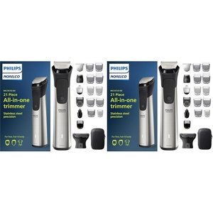 Norelco Philips Multigroom 9000 Series, All-in-One Trimmer, Beard Trimmer and Hair Clipper, 23-Piece Men’s Grooming Kit for Beard, Body, Face, Nose, Ear and Intimate Areas, MG9520/50(Steel)