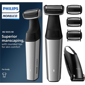 Philips Norelco Body Groomer 5000 Series, Intimate Hair Trimmer & Shaver for Men with Dual 100% Showerproof Full Body Shave & Trim Heads and Two Bi-Directional Body Hair Combs, BG5495/50(Black)