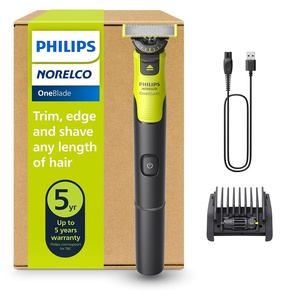 Philips Norelco One 360 Hybrid Face, Electric Beard Trimmer and Shaver, with 360 Technology, 1x 360 for Face, 5in1 Adjustable Comb, Model QP2724/90(Black & Lime Green)