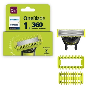 Philips Norelco OneBlade 360 Replacement Blades, for OneBlade Electric Shaver and Trimmer, Durable Stainless Steel, Trim, Edge and Shave, 2 pack, QP420/80(OneBlade 360)