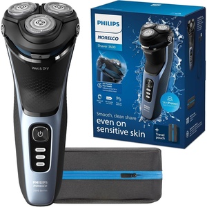 Philips Norelco Shaver 3900 Series, Wet and Dry Electric Shaver, P-Cap, Travel Pouch, Charging Stand, Storm Blue, Model S3341/92(Storm Blue)