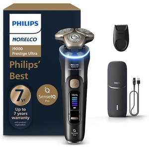 Philips Norelco Shaver i9000 Prestige Ultra, Wet & Dry Electric Shaver, White Gold, SenseIQ Pro Technology, Triple Lift & Cut System, 360 Rotating NanoTech Precision Blades, Beard Styler, XP9403/88(Black)