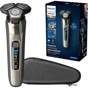 Philips Norelco Shaver i9000, Wet & Dry Electric Shaver, Ink Black, SenseIQ Technology, Triple Lift & Cut System, 360 Rotating Dual SteelPrecision Precision Blades, Nose Trimmer, Model X9000/90(Silver)