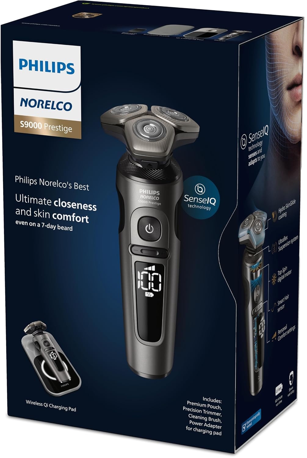 image:imagePhilips Norelco Shaver Series 9000 Prestige Special Edition Wet amp Dry Electric Shaver LiftCut amp SenseIQ Technology Nose amp Precision Trimmer Cleaning Pod amp Premium Case SP984285Black