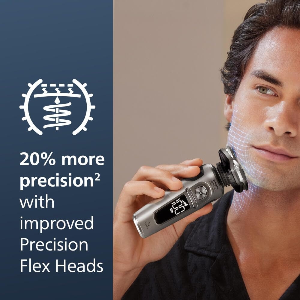 image:imagePhilips Norelco Shaver Series 9000 Prestige Special Edition Wet amp Dry Electric Shaver LiftCut amp SenseIQ Technology Nose amp Precision Trimmer Cleaning Pod amp Premium Case SP984285Bright Chrome