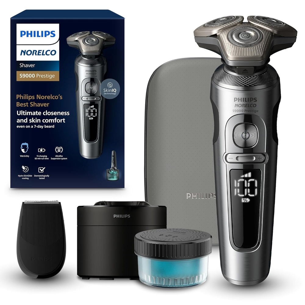 image:imagePhilips Norelco Shaver Series 9000 Prestige Special Edition Wet amp Dry Electric Shaver LiftCut amp SenseIQ Technology Nose amp Precision Trimmer Cleaning Pod amp Premium Case SP984285Gray