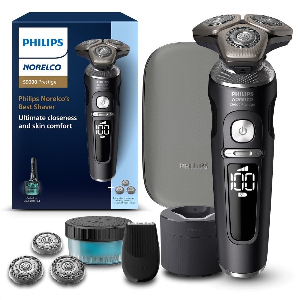 image:imagePhilips Norelco Shaver Series 9000 Prestige Special Edition Wet amp Dry Electric Shaver LiftCut amp SenseIQ Technology Nose amp Precision Trimmer Cleaning Pod amp Premium Case SP984285Matt Black